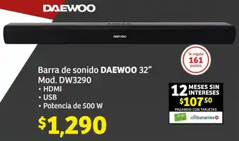 Soriana Híper DAEWOO Barra de sonido DAEWOO 32" Mod. DW3290 oferta