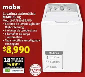 Soriana Híper mabe Lavadora automática MABE 19 kg. oferta