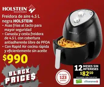 Soriana Híper HOLSTEIN Freidora de aire 4.5 l. negra oferta