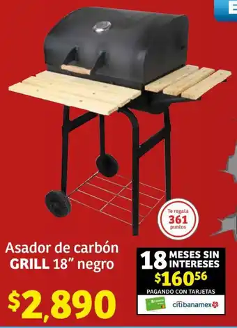 Asador de carbón GRILL 18" negro