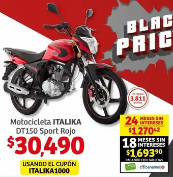 Soriana Híper Motocicleta ITALIKA DT150 Sport Rojo oferta