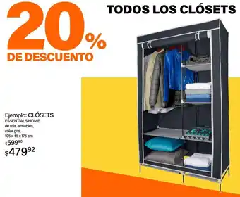 Woolworth CLOSETS ESSENTIALS HOME de tela, armables, C color gris, 105 x 45 x 175 cm oferta