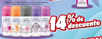 Obao roll on frescura floral, frescura intensa, piel delicada, women miss sexy y frescura suave 24-65 gr.