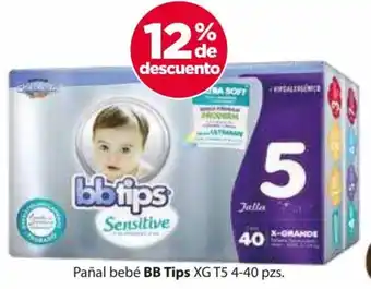 Pañal bebé BB Tips XG T5 4-40 pzs.