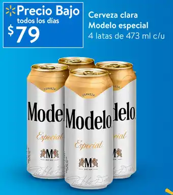 Cerveza clara Modelo especial 4 latas de 473 ml c/u
