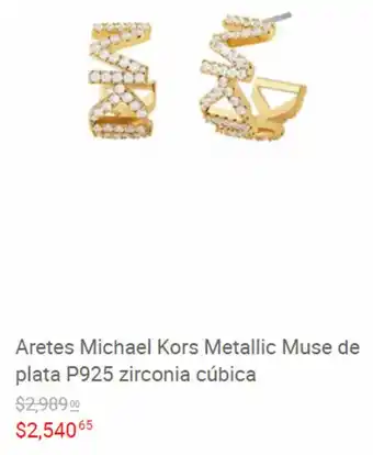 Liverpool Aretes Michael Kors Metallic Muse de plata P925 zirconia cúbica oferta
