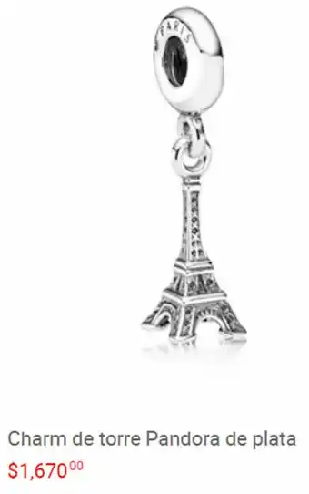 Charm de torre Pandora de plata