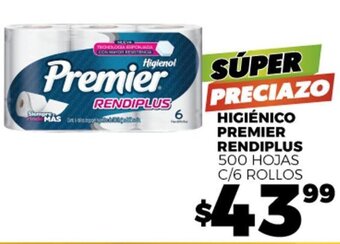 Merco HIGIÉNICO PREMIER RENDIPLUS 500 HOJAS C/6 ROLLOS oferta
