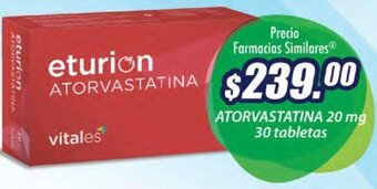 Farmacias Similares ATORVASTATINA 20 mg 30 tabletas oferta