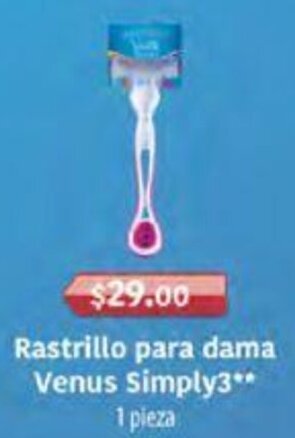 Farmacias Similares Rastrillo para dama Venus Simply3** 1 pieza oferta