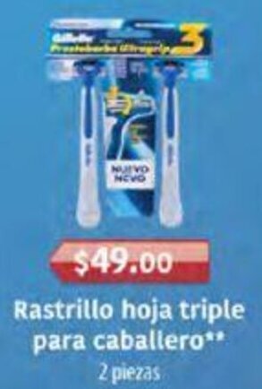 Rastrillo hoja triple para caballero** 2 piezas
