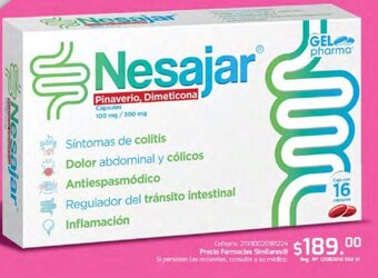 Farmacias Similares Nesajar Pinaverio, Dimeticona Cápsulas 100 mg / 300 mg oferta