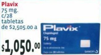 Plavix 75 mg. C/28 tabletas