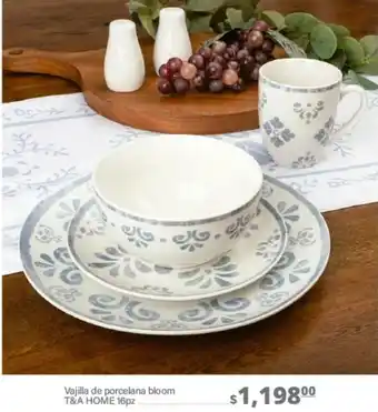 La Comer Vajilla de porcelana bloom T&A HOME 16pz oferta
