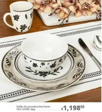 La Comer Vajilla de porcelana bee home T&A HOME 16pz oferta