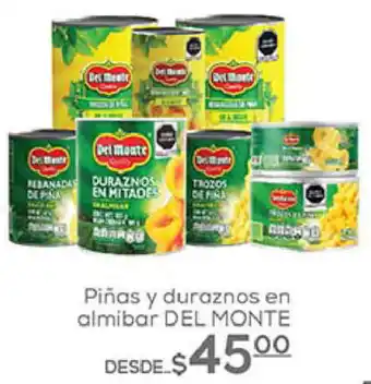 Piñas y duraznos en almibar DEL MONTE