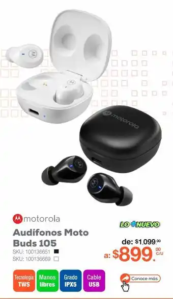 RadioShack Audífonos inalámbricos buds 105 motorola negro oferta