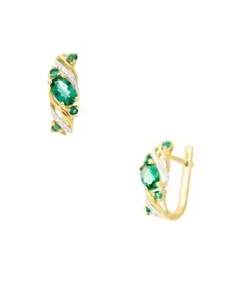 Joyerías Bizzarro Aretes de oro amarillo con 8pts de diamante y esmeralda oferta