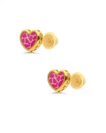 Joyerías Bizzarro Broqueles de oro amarillo 14k con esmalte rosa oferta