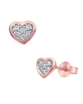 Broqueles de oro rosa 14k con zirconias