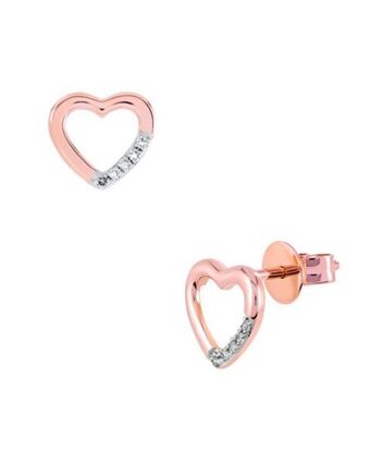 Broqueles de oro rosa 14k con 3 pts de diamante