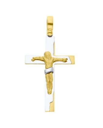 Joyerías Bizzarro Crucifijo de oro amarillo y blanco 14k sin cadena oferta