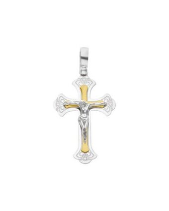 Joyerías Bizzarro Crucifijo de oro amarillo y blanco 14k sin cadena oferta
