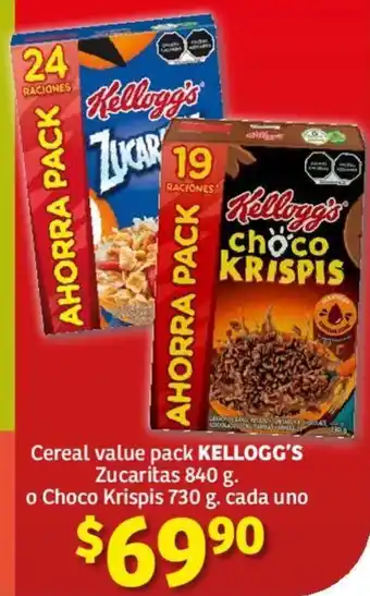Soriana Híper Cereal value pack KELLOGG'S Zucaritas 840 g. o Choco Krispis 730 g. oferta