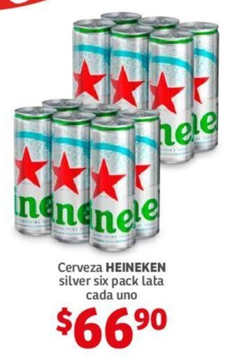Cerveza HEINEKEN silver six pack lata