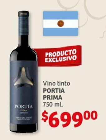 Soriana Híper Vino tinto PORTIA PRIMA 750 ml. oferta