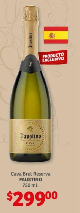 Soriana Híper Cava Brut Reserva FAUSTINO 750 ml. oferta