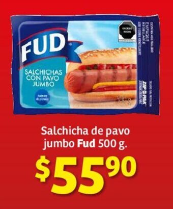 Salchicha de pavo jumbo Fud 500 g.
