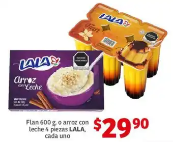 Soriana Híper Flan 600 g. o arroz con leche 4 piezas LALA, cada uno oferta