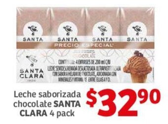 Soriana Híper Leche saborizada chocolate SANTA CLARA 4 pack oferta