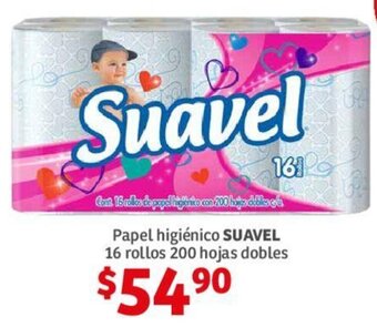 Soriana Híper Papel higiénico SUAVEL 16 rollos 200 hojas dobles oferta