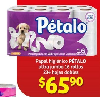 Soriana Híper Papel higiénico PÉTALO ultra jumbo 16 rollos 234 hojas dobles oferta