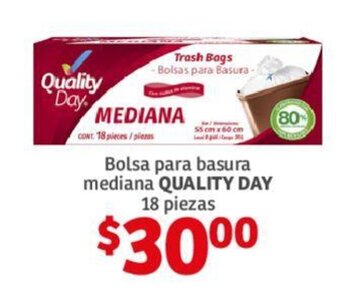 Soriana Híper Bolsa para basura mediana QUALITY DAY 18 piezas oferta