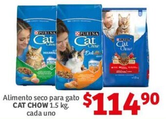 Soriana Híper Alimento seco para gato CAT CHOW 1.5 kg. cada uno oferta