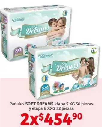 Pañales SOFT DREAMS etapa 5 XG 56 piezas y etapa 6 XXG 52 piezas ( 2 x )
