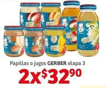 Soriana Híper Papillas o jugos GERBER etapa 3 ( 2 x ) oferta