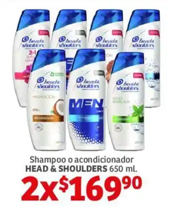 Soriana Híper Shampoo o acondicionador HEAD & SHOULDERS 2 x 650 ml. oferta
