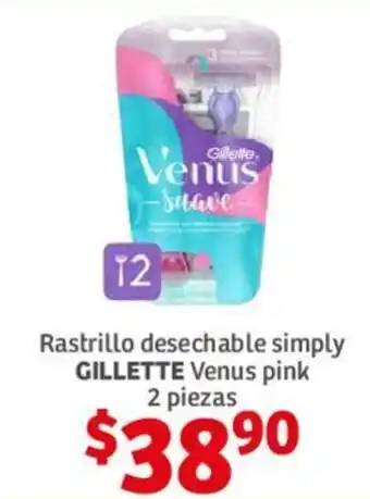 Soriana Híper Rastrillo desechable simply GILLETTE Venus pink 2 piezas oferta