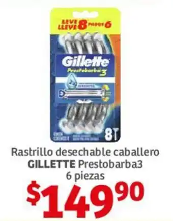Soriana Híper Rastrillo desechable caballero GILLETTE Prestobarba3 6 piezas oferta