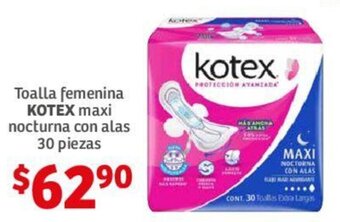 Soriana Híper Toalla femenina KOTEX maxi nocturna con alas 30 piezas oferta