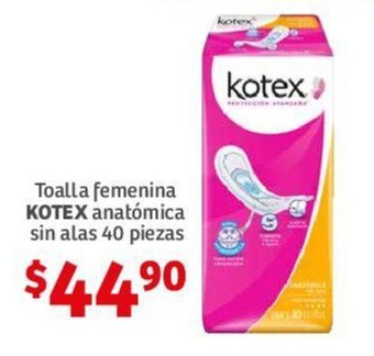 Soriana Híper Toalla femenina KOTEX anatómica sin alas 40 piezas oferta