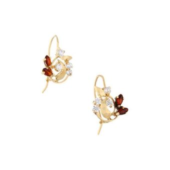 Nacional Monte de Piedad Aretes calados con sintéticos en oro amarillo 14 kilates. oferta