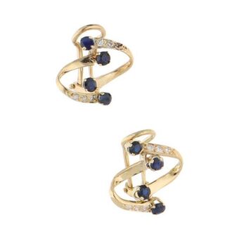 Nacional Monte de Piedad Aretes diseño especial con sintéticos en oro amarillo 14 kilates. oferta