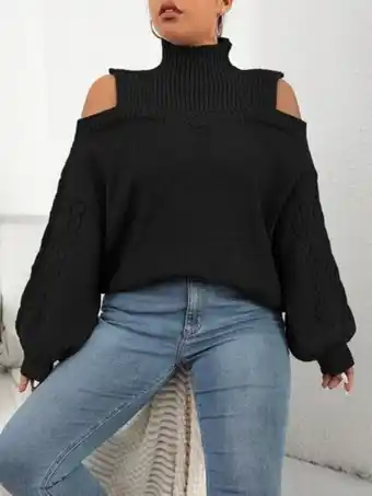 SHEIN Shein unity jersey de hombros descubiertos tejido de cable oferta