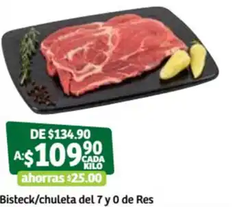 Soriana Súper Bisteck/Chuleta Del 7 Y 0 De Res oferta