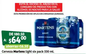 Soriana Súper Cerveza Martens Light Six Pack 330ml oferta